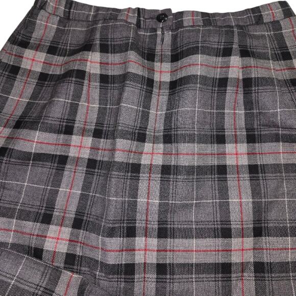 Pendleton Plaid Gray Red and Black Virgin Wool Midi Skirt Size Medium - Picture 6 of 11
